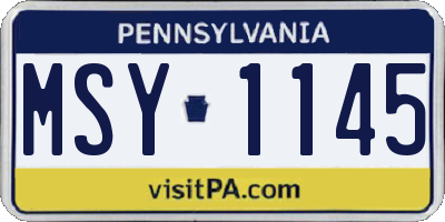 PA license plate MSY1145