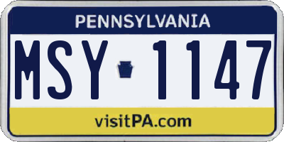 PA license plate MSY1147