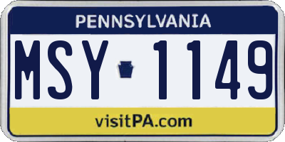PA license plate MSY1149