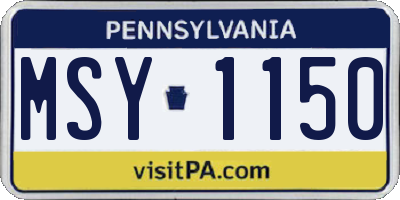 PA license plate MSY1150