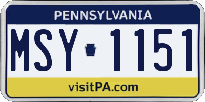 PA license plate MSY1151