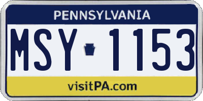 PA license plate MSY1153