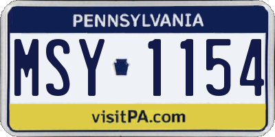 PA license plate MSY1154