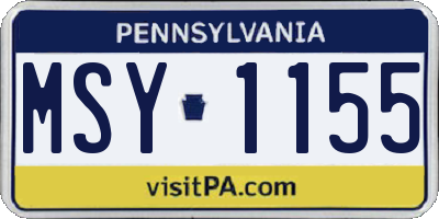 PA license plate MSY1155
