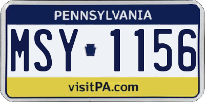 PA license plate MSY1156