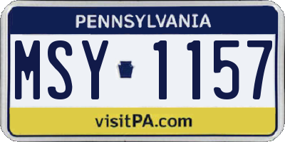 PA license plate MSY1157