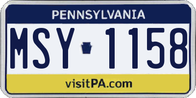 PA license plate MSY1158
