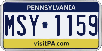 PA license plate MSY1159