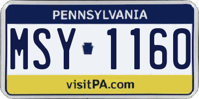 PA license plate MSY1160