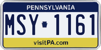 PA license plate MSY1161