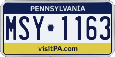 PA license plate MSY1163