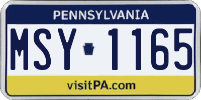 PA license plate MSY1165