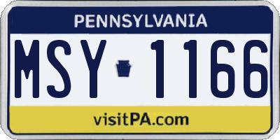 PA license plate MSY1166