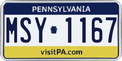 PA license plate MSY1167