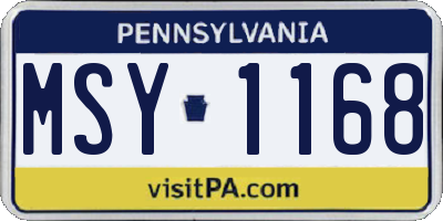 PA license plate MSY1168