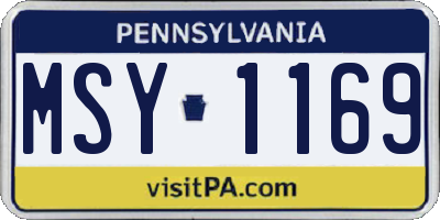 PA license plate MSY1169