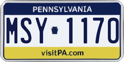 PA license plate MSY1170