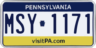 PA license plate MSY1171