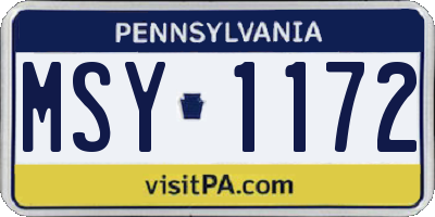 PA license plate MSY1172