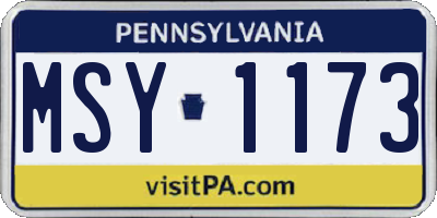 PA license plate MSY1173