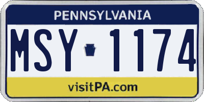 PA license plate MSY1174