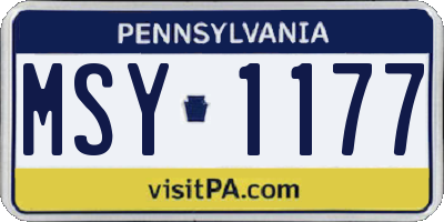 PA license plate MSY1177