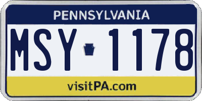 PA license plate MSY1178