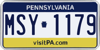 PA license plate MSY1179
