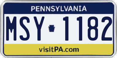 PA license plate MSY1182