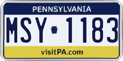 PA license plate MSY1183