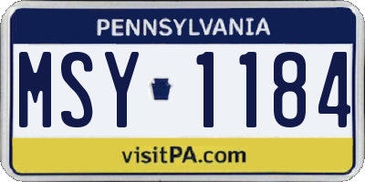 PA license plate MSY1184