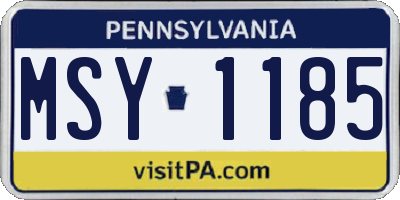 PA license plate MSY1185