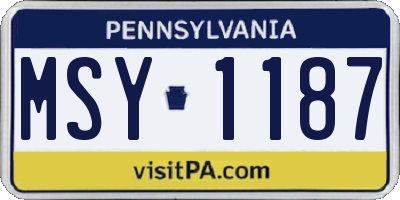 PA license plate MSY1187