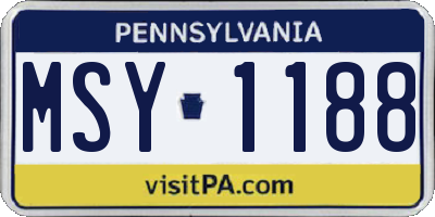 PA license plate MSY1188
