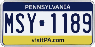 PA license plate MSY1189