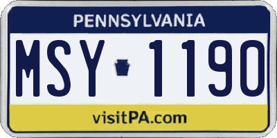 PA license plate MSY1190