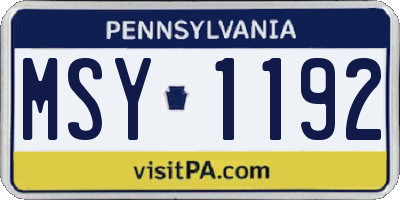 PA license plate MSY1192