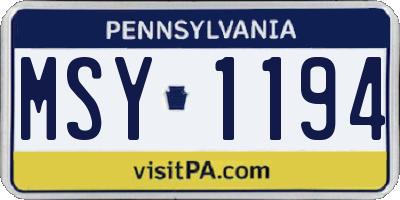 PA license plate MSY1194