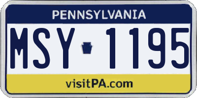PA license plate MSY1195