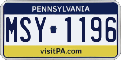 PA license plate MSY1196
