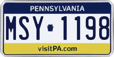 PA license plate MSY1198