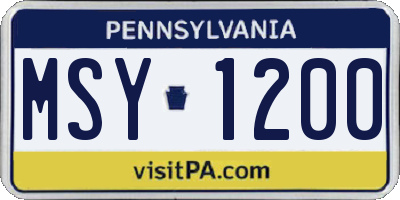 PA license plate MSY1200