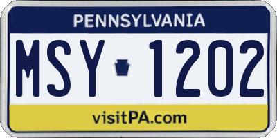 PA license plate MSY1202