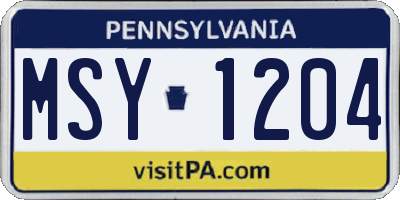 PA license plate MSY1204