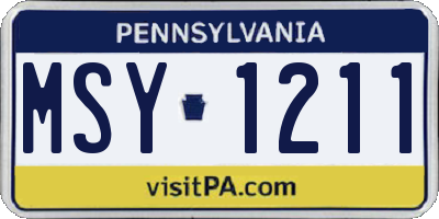 PA license plate MSY1211
