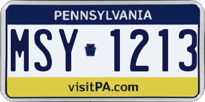 PA license plate MSY1213