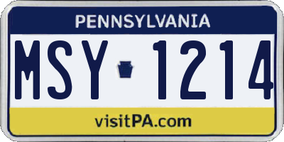 PA license plate MSY1214