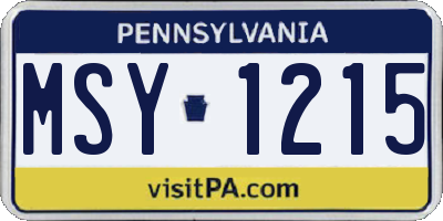 PA license plate MSY1215