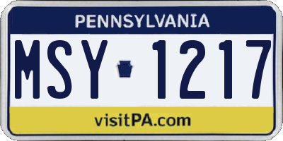PA license plate MSY1217