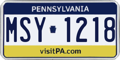PA license plate MSY1218